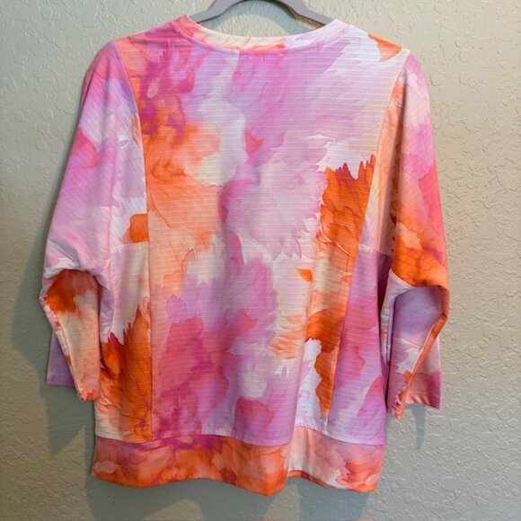 Westbound Womens Shirt Watercolor Dolman Sleeve S Pullover Top Textured Knit NWT - Picture 2 of 8